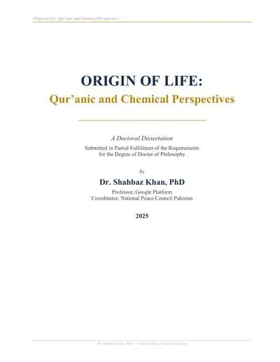 Cover of Origin of Life: Qur’anic and Chemical Perspectives