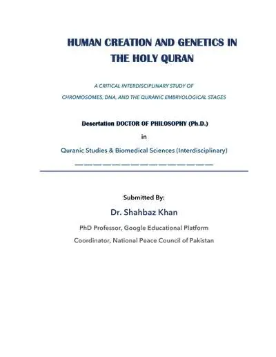 Cover of Human Creation and Genetics in the Holy Qur’an: A Critical Interdisciplinary Study of Chromosomes, DNA, and the Qur’anic Embryological Stages